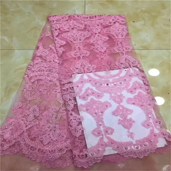 Sequined Style African High Quality Net Wedding Lace Fabric New Nigeria pink beads Guipure Tulle Sewing Evening Dress Material
Sequined Style African High Quality Net Wedding Lace Fabric New Nigeria pink beads Guipure Tulle Sewing Evening Dress Material