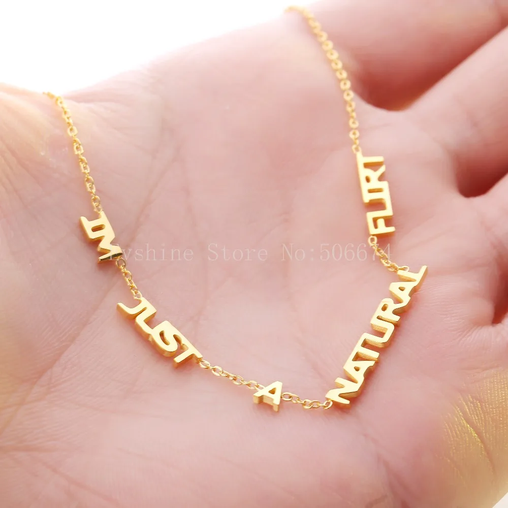 2019 Fashion Jewelry Choker IM JUST A NATURAL FLIRT Necklaces Bijoux Femme Stainless Steel For Women Wedding Gift
2019 Fashion Jewelry Choker IM JUST A NATURAL FLIRT Necklaces Bijoux Femme Stainless Steel For Women Wedding Gift