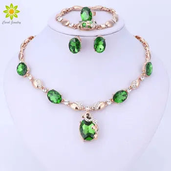 Green Zircon Rhinestone Pendant Necklace Women Gold Color Wedding Bridal Costume Jewelry Sets
Green Zircon Rhinestone Pendant Necklace Women Gold Color Wedding Bridal Costume Jewelry Sets