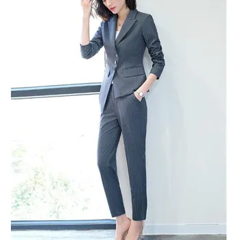 New women's suit two-piece suit (jacket + pants) women's striped single-breasted asymmetric suit ladies business formal suit
New women's suit two-piece suit (jacket + pants) women's striped single-breasted asymmetric suit ladies business formal suit