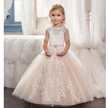 Elegant Short Sleeve Lace Appliques Ball Gown Flower Girls Dresses For Wedding Little Girls Pageant Gowns First Communion Dress
Elegant Short Sleeve Lace Appliques Ball Gown Flower Girls Dresses For Wedding Little Girls Pageant Gowns First Communion Dress