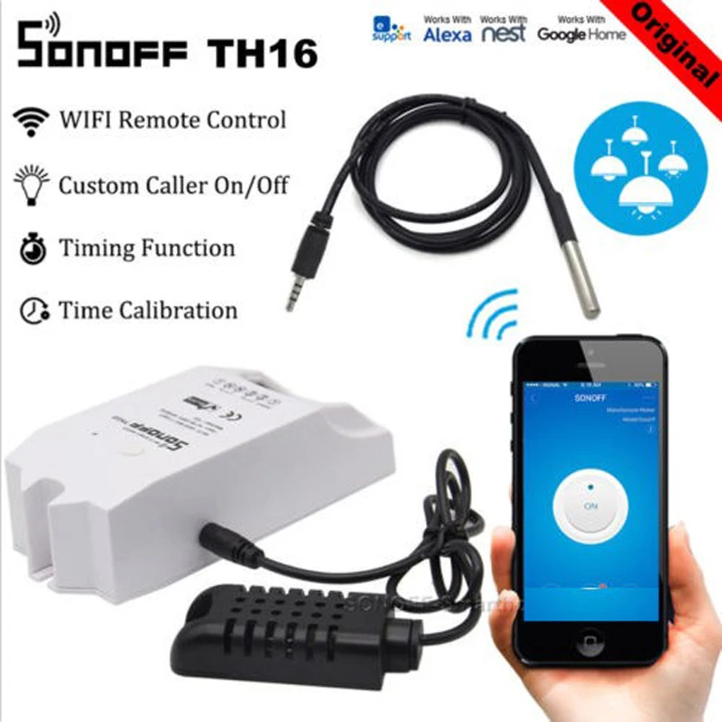 Sonoff TH16 Smart Wifi Switch Monitoring Temperature Humidity Smart Switch Home Automation Kit Works for Alexa Google Home
Sonoff TH16 Smart Wifi Switch Monitoring Temperature Humidity Smart Switch Home Automation Kit Works for Alexa Google Home
