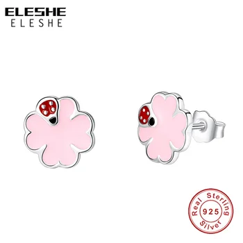 Lovely Jewelry Pink Enamel Lucky Clover Ladybug Stud Earrings Women Girls Wedding 925 Sterling Sliver Earrings Christmas Gift
Lovely Jewelry Pink Enamel Lucky Clover Ladybug Stud Earrings Women Girls Wedding 925 Sterling Sliver Earrings Christmas Gift