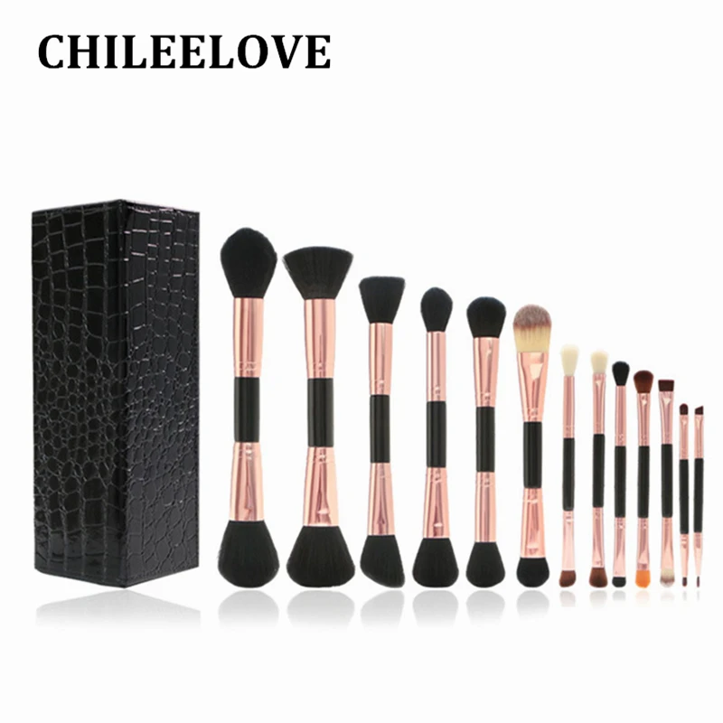 CHILEELOVE 13 Pcs High Quality Luxury Rosd Gold Double End Head Foundation Blush Makeup Brushes Kit With PU Make Up Box Bag
CHILEELOVE 13 Pcs High Quality Luxury Rosd Gold Double End Head Foundation Blush Makeup Brushes Kit With PU Make Up Box Bag