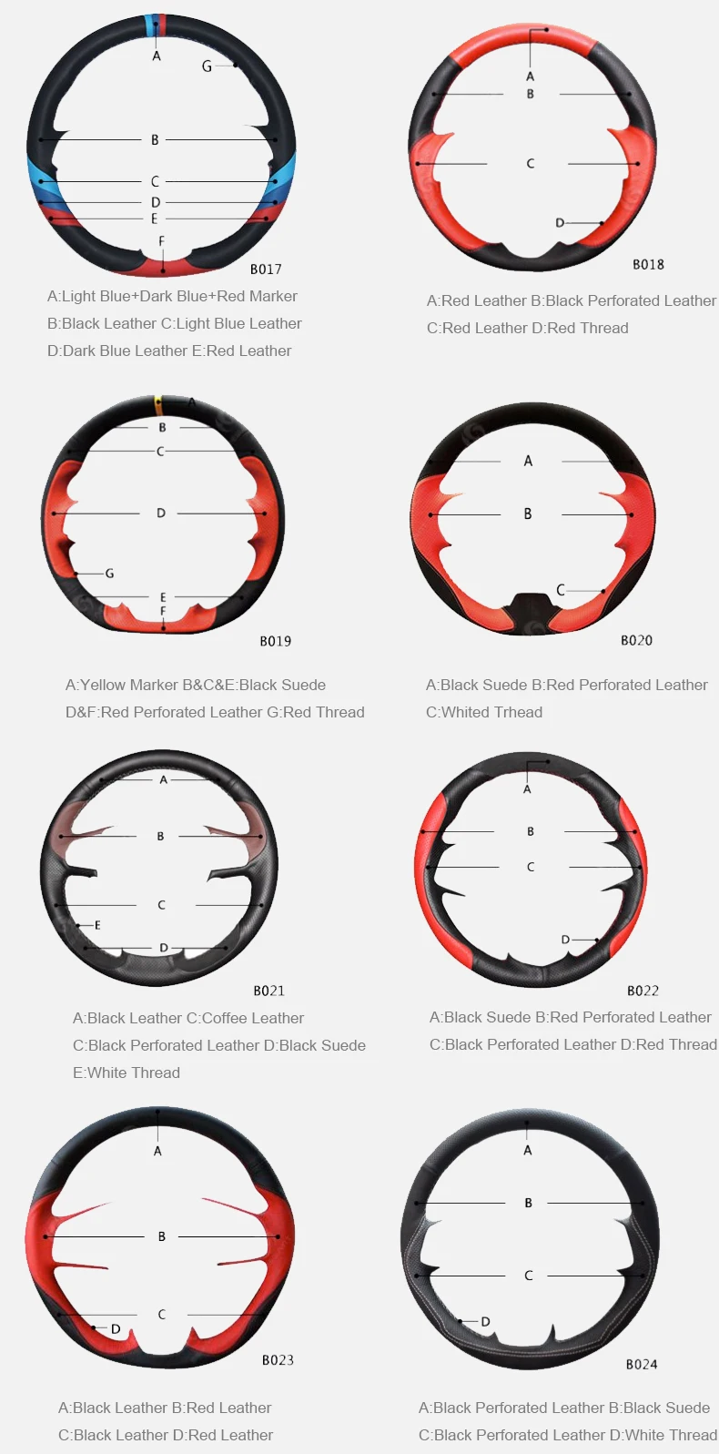 genuine leather customization steering wheel cover style 04