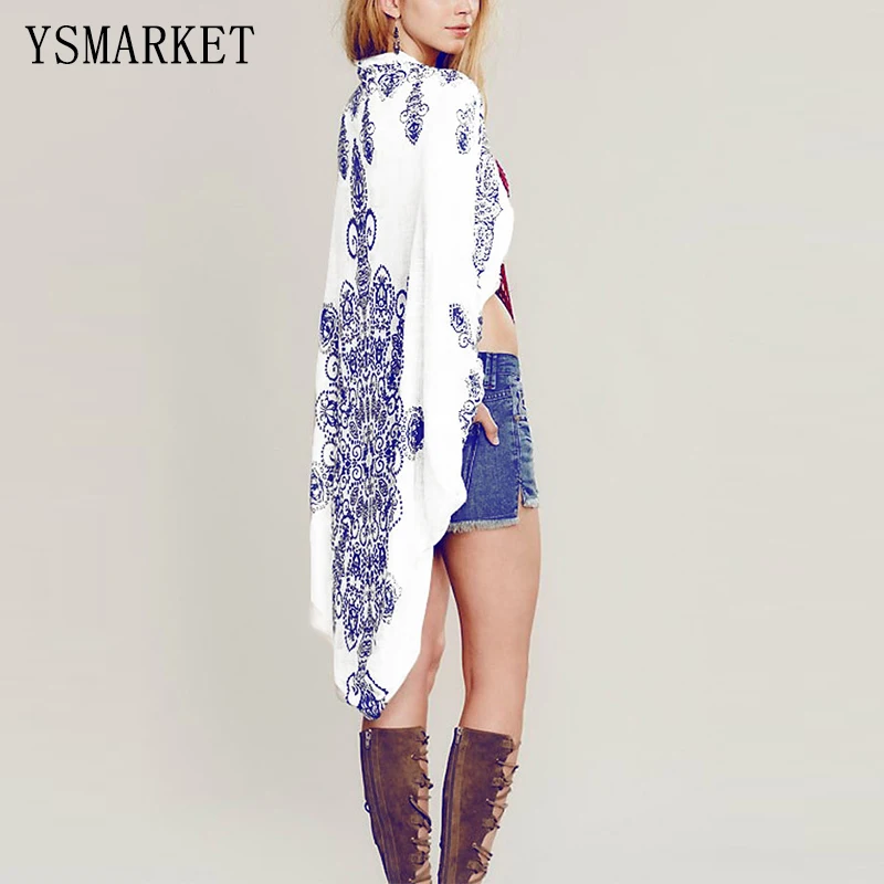 Summer beach cover up long coat jacket shawl, female floral print vintage blue white porcelain blouse cardigan shirt tops
Summer beach cover up long coat jacket shawl, female floral print vintage blue white porcelain blouse cardigan shirt tops
