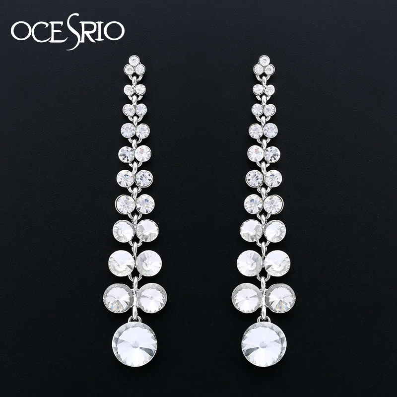 OCESRIO AAA Crystal Silver Long Earrings Luxury Wedding Earrings for Brides Women Long Crystal Earrings Brand Jewelry ers-j35
OCESRIO AAA Crystal Silver Long Earrings Luxury Wedding Earrings for Brides Women Long Crystal Earrings Brand Jewelry ers-j35