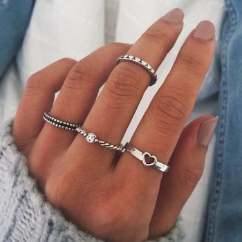 Silver Color Heart Crystal Geometry Finger Ring For Women New Vintage Knuckle Rings Sets Female Fashion Jewelry Wholesale
Silver Color Heart Crystal Geometry Finger Ring For Women New Vintage Knuckle Rings Sets Female Fashion Jewelry Wholesale