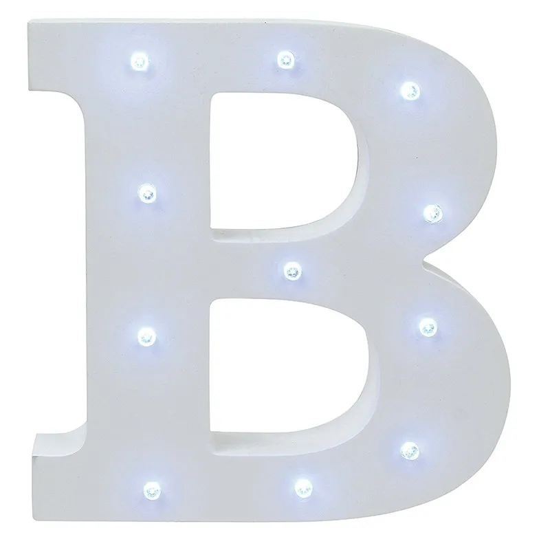 LED Wooden Letters Alphabet Sign Numbers Light Up Wood Decorative White Standing 