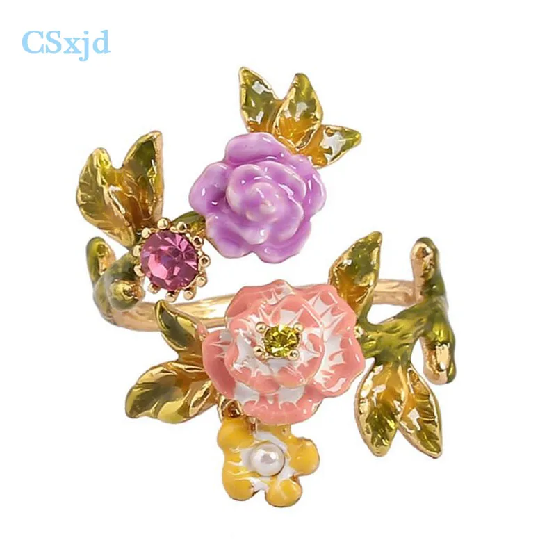 CSxjd Enamel glaze exquisite Pink flower Rhinestone opening adjustable ring Flower Luxury Rings
CSxjd Enamel glaze exquisite Pink flower Rhinestone opening adjustable ring Flower Luxury Rings