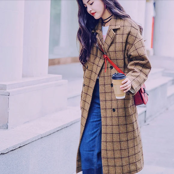 2018 Real Wide-waisted Full Bayan Kaban Coats New Arrival Women Winter Long Plaid Turn-down Collar Coat Female Double Breasted
2018 Real Wide-waisted Full Bayan Kaban Coats New Arrival Women Winter Long Plaid Turn-down Collar Coat Female Double Breasted