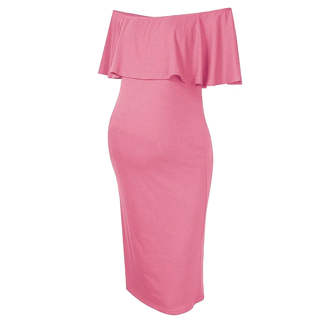 Summer Womens Breastfeeding Dresses Off Shoulder Ruffles Pink Solid Nursing Dress Maternity Pregnancy Clothes Zwanger Jurk 19M22
Summer Womens Breastfeeding Dresses Off Shoulder Ruffles Pink Solid Nursing Dress Maternity Pregnancy Clothes Zwanger Jurk 19M22