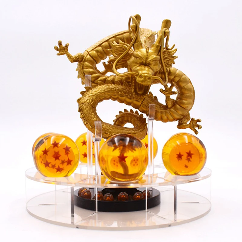 New Hot Dragon Ball Z Gold Shenron+7pcs Dragon Balls+Shelf PVC Figures Set Collectibal Model Toys DBZ
New Hot Dragon Ball Z Gold Shenron+7pcs Dragon Balls+Shelf PVC Figures Set Collectibal Model Toys DBZ