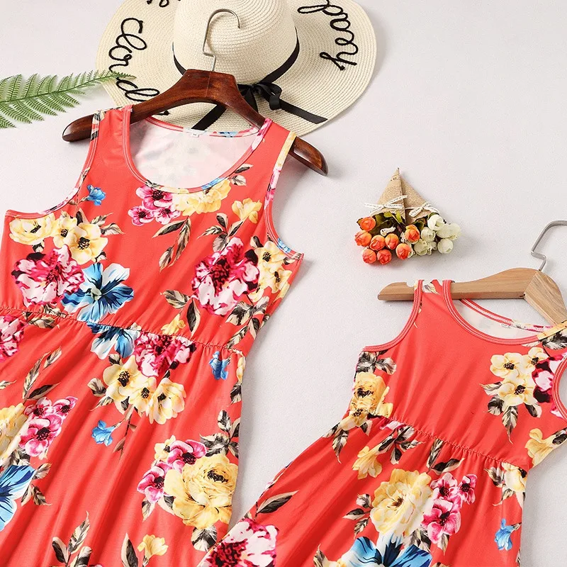 Family-matching-clothes-Slim-Pocket-Boho-Floral-Long-Dress-Mom-and-daughter-dress-mama-hija-mom (3)