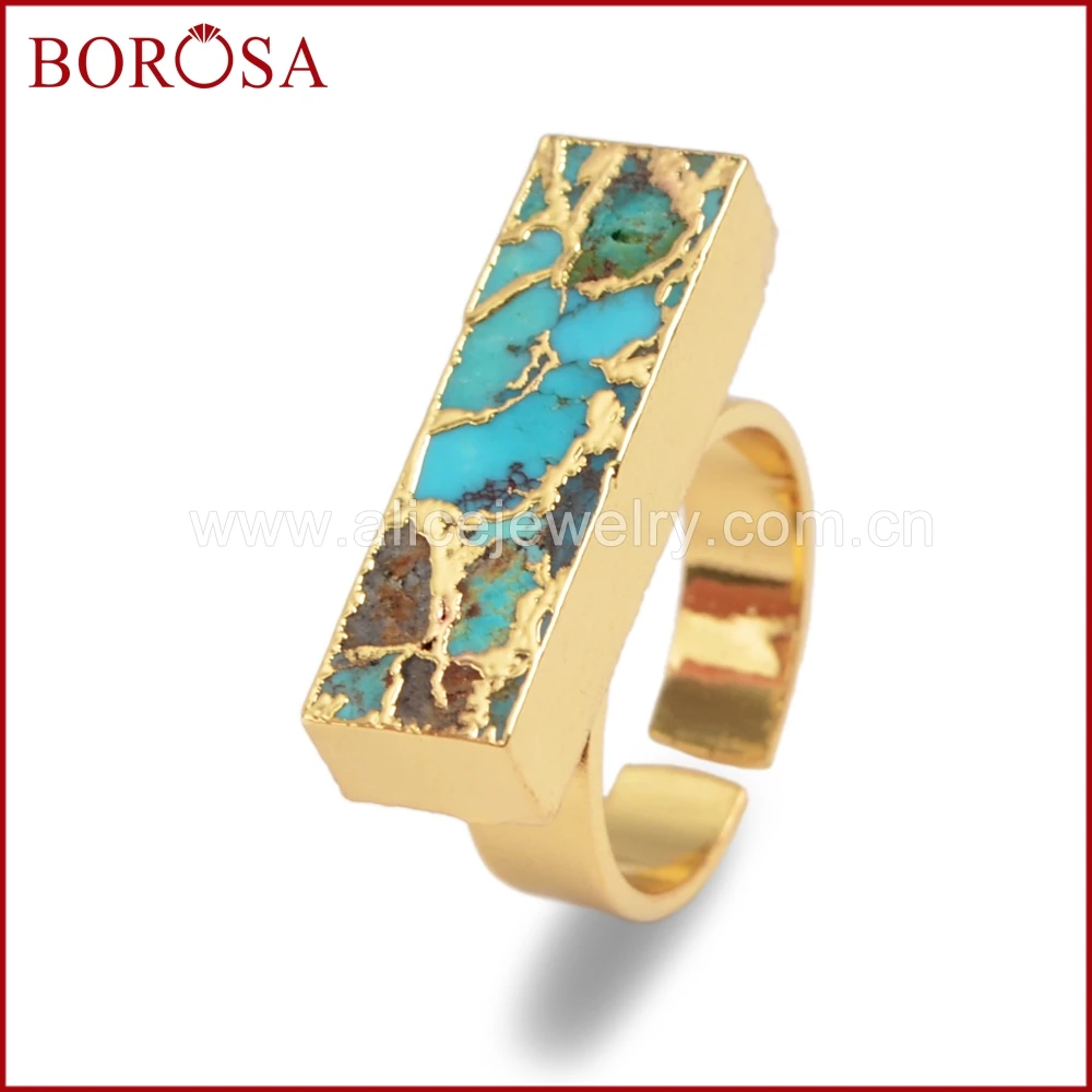 BOROSA 5/10PCS Gold Color Natural Copper Turquoises Ring for Women Jewelry, New Arrival Natural Blue Stone Gems Stone Ring G1542
BOROSA 5/10PCS Gold Color Natural Copper Turquoises Ring for Women Jewelry, New Arrival Natural Blue Stone Gems Stone Ring G1542