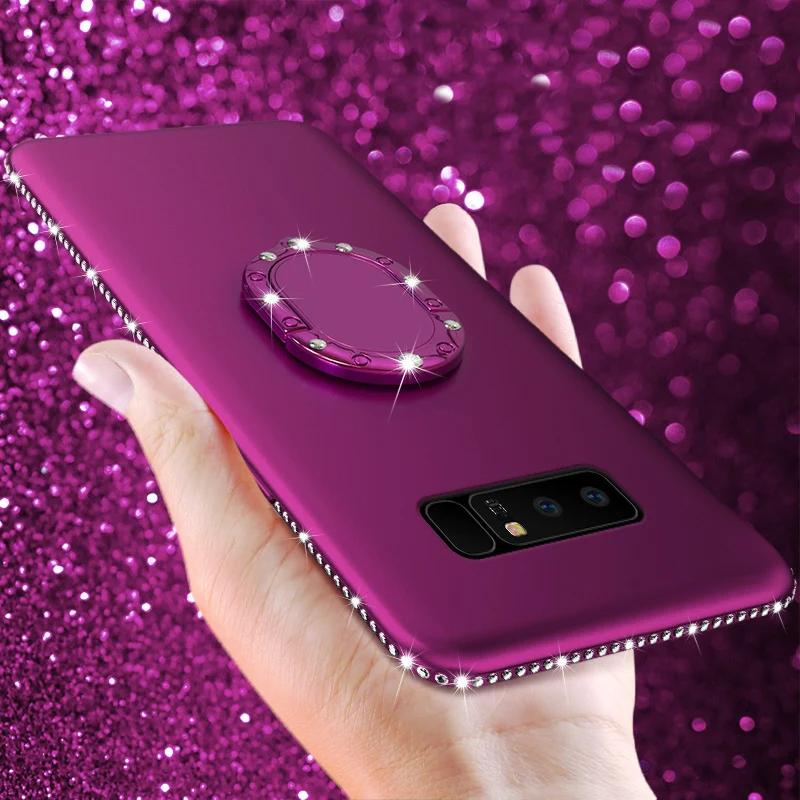 Чехол с алмазным кольцом для Samsung Galaxy S10 Lite S9 S8 Plus S7 Edge A3 A5 A6 A7 A8 A9 J3 J4 J5 J6 J7 2017 2018 M10 M20