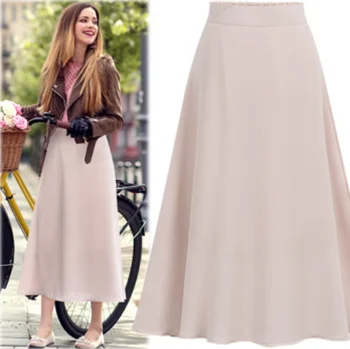 women clothes 2019 summer high waist European and American wind pure color chiffon skirts long elastic waist korean style
women clothes 2019 summer high waist European and American wind pure color chiffon skirts long elastic waist korean style