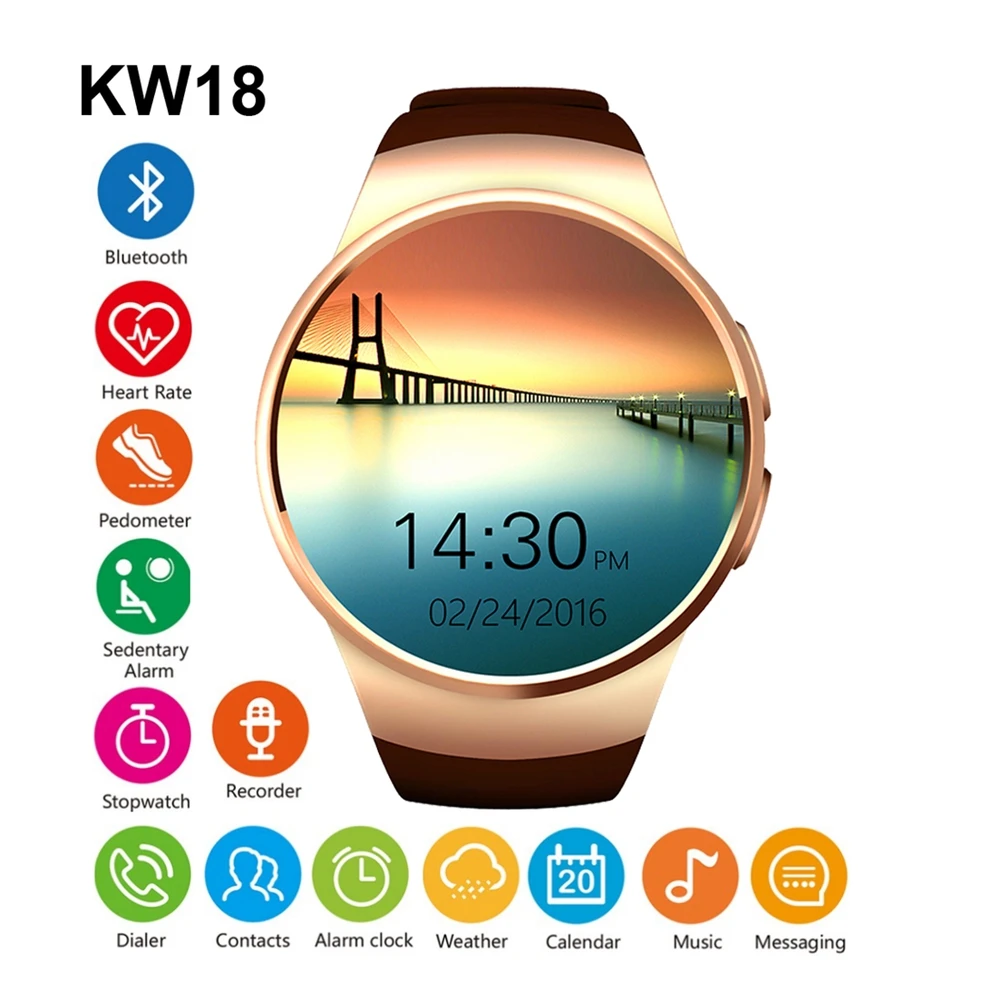 Bluetooth smart watch Kw18 kw88 Support SIM TF Card Heart Rate monitor remote camera Relogio Inteligente For iOS Android phone
Bluetooth smart watch Kw18 kw88 Support SIM TF Card Heart Rate monitor remote camera Relogio Inteligente For iOS Android phone