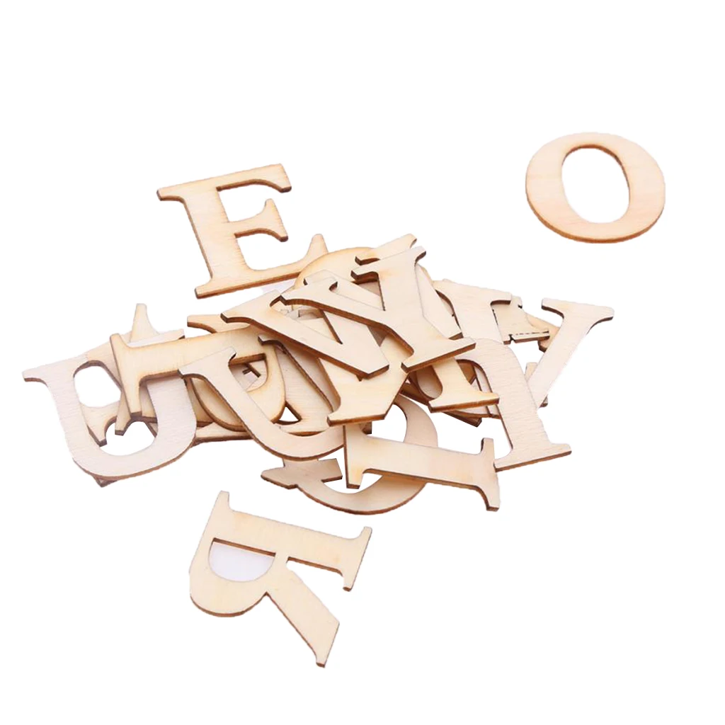 31pcs Unpainted A-Z Alphabet Capital Letters Unfinished Wood Scrapbook Embellishment for Kids Educational Toys 3cm