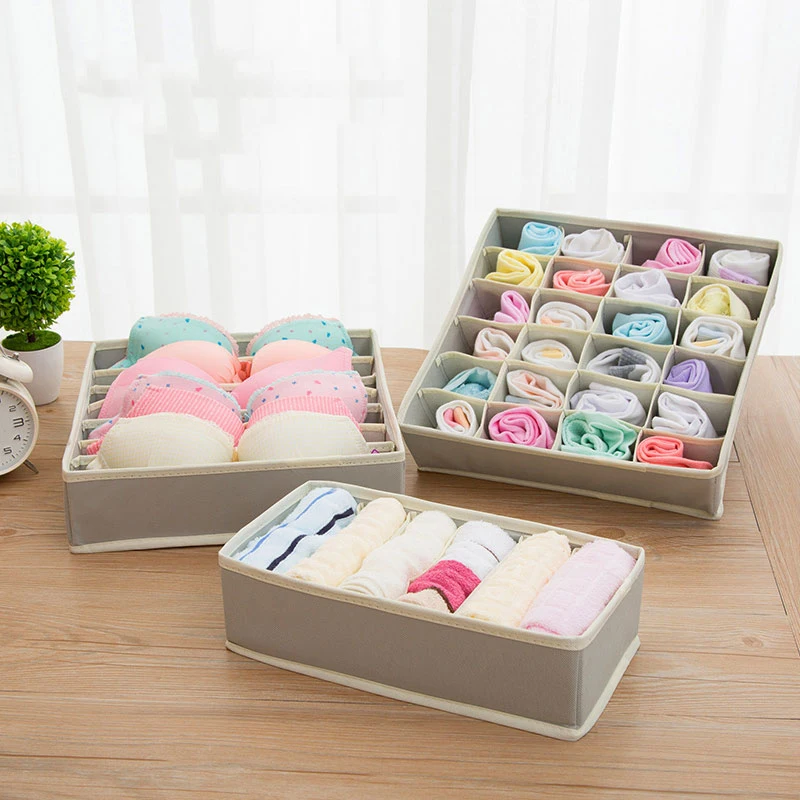 

1 Set New Non-Woven Collapsible Storage Boxes For Bra Underwear Folding Closet Organizer Drawer Divider Container