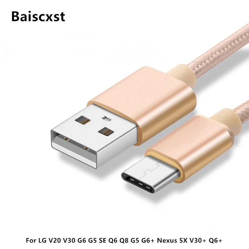 

Baiscxst Nylon USB Type C Cable USB Type-C Cables For LG V20 V30 G6 G5 SE Q6 Q8 G5 G6+ Nexus 5X V30+ Q6+ USB Type C Wire