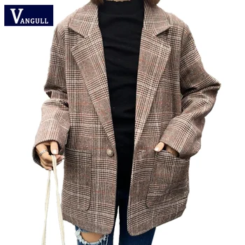 2019 Spring Autumn New Casual Women Retro Plaid Blazer Single Button Coat Temperament British style Large Lapel Pocket Blazers
2019 Spring Autumn New Casual Women Retro Plaid Blazer Single Button Coat Temperament British style Large Lapel Pocket Blazers