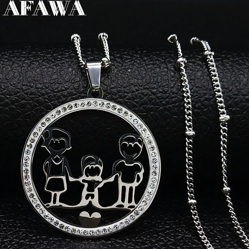 2019 Fashion Family Boy Crystal Stainless Steel Necklace Chain for Women Silver Color Necklace Chain Jewelry gargantilla N19133
2019 Fashion Family Boy Crystal Stainless Steel Necklace Chain for Women Silver Color Necklace Chain Jewelry gargantilla N19133