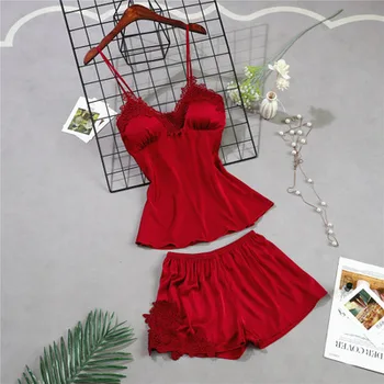 Herislim Silk Pajamas Sets Women's Sleepwear Sexy Lingerie Lace Patchwork Cami and Shorts Two Pieces Summer Pyjamas Home Clothes
Herislim Silk Pajamas Sets Women's Sleepwear Sexy Lingerie Lace Patchwork Cami and Shorts Two Pieces Summer Pyjamas Home Clothes
