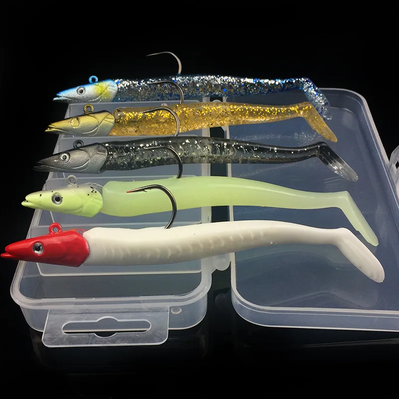 Waterboy lead head soft bait sets 11cm 22g 5 colors/box fishing lead head hook soft fish bionic lure Kits 
Waterboy lead head soft bait sets 11cm 22g 5 colors/box fishing lead head hook soft fish bionic lure Kits