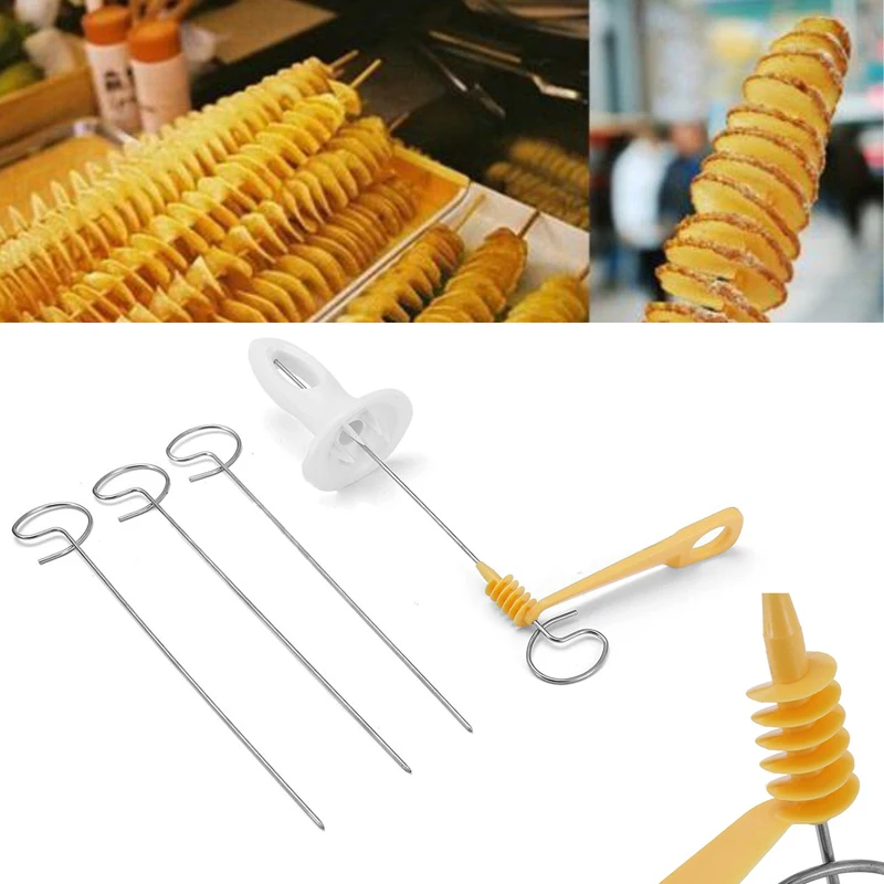 ew Potato Spiral Cutter Slicer Twister Tornado 4 Spits Chips Hand Shredder Tools | Дом и сад