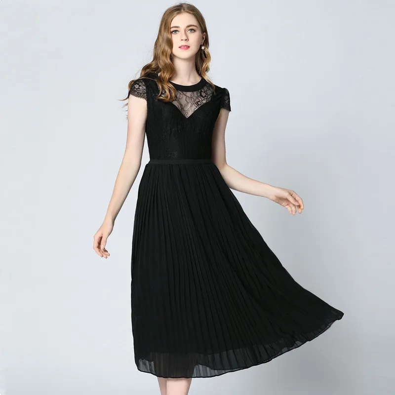 2017 Brand Plus Size Women Dress Summer Clothing Black Lace Patchwork Chiffon Short Sleeve Pleated Long Dresses For Female L-5XL
2017 Brand Plus Size Women Dress Summer Clothing Black Lace Patchwork Chiffon Short Sleeve Pleated Long Dresses For Female L-5XL