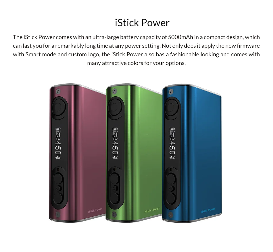 USA Warehouse Original Eleaf iStick Power Box Mod ipower 80w 5000mAh Battery VW/Smart/TC Mode Electronic Cigarette vape mod