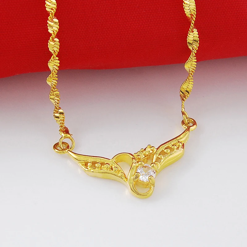 High Quality 24K Gold Filled Solid Pendant Necklace Water-wave Chains Link Necklaces Female Accessories Fashion Jewelry 2019
High Quality 24K Gold Filled Solid Pendant Necklace Water-wave Chains Link Necklaces Female Accessories Fashion Jewelry 2019