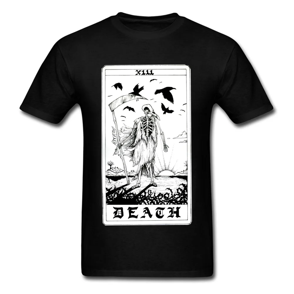 100% Cotton Youth Short Sleeve Death Tarot Card T Shirts Casual Tops & Tees Retro Design O-Neck Tee Shirts Free Shipping Death Tarot Card black