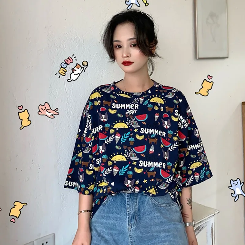 Harajuku Style Cartoon Doodle T Shirt Women Summer New Casual Loose O-neck Short Sleeve Female Tops T-shirts for Women Clothes
Harajuku Style Cartoon Doodle T Shirt Women Summer New Casual Loose O-neck Short Sleeve Female Tops T-shirts for Women Clothes