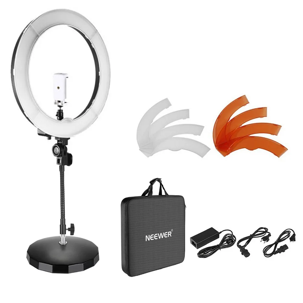 Neewer 18-inch Outer Dimmable SMD LED Ring Light with Flexible Tube Arm+Weighted Metal Base+Ball Head+Smartphone Holder
Neewer 18-inch Outer Dimmable SMD LED Ring Light with Flexible Tube Arm+Weighted Metal Base+Ball Head+Smartphone Holder