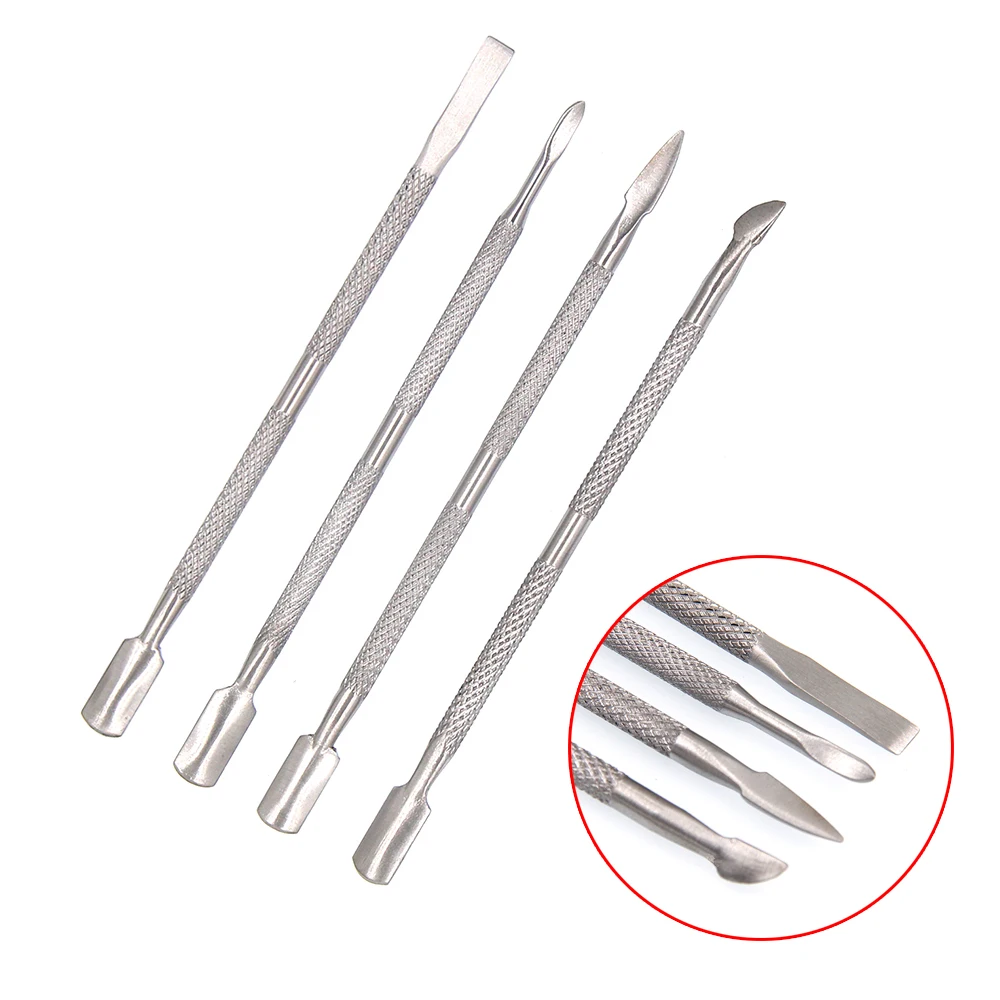 4pcs/Lot Stainless Steel Cuticle Remover Double Sided Finger Dead Skin Push Nail Cuticle Pusher Manicure Nail Care Tool
4pcs/Lot Stainless Steel Cuticle Remover Double Sided Finger Dead Skin Push Nail Cuticle Pusher Manicure Nail Care Tool