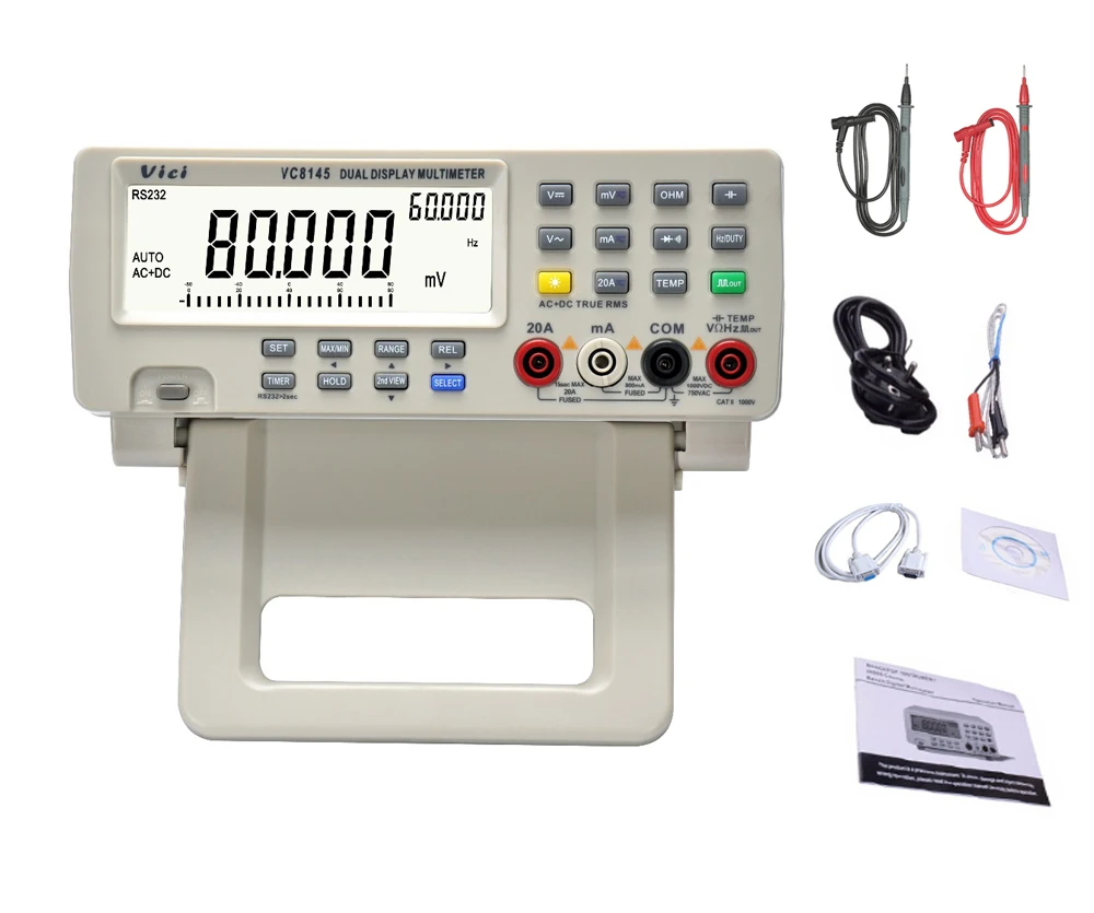 VC8145 4 7/8 Bench top Multimeter 1000V 20A 80000 Counts Digital Multimeter tester Auto Range Multimetro Digital Voltmeter Ohm
VC8145 4 7/8 Bench top Multimeter 1000V 20A 80000 Counts Digital Multimeter tester Auto Range Multimetro Digital Voltmeter Ohm