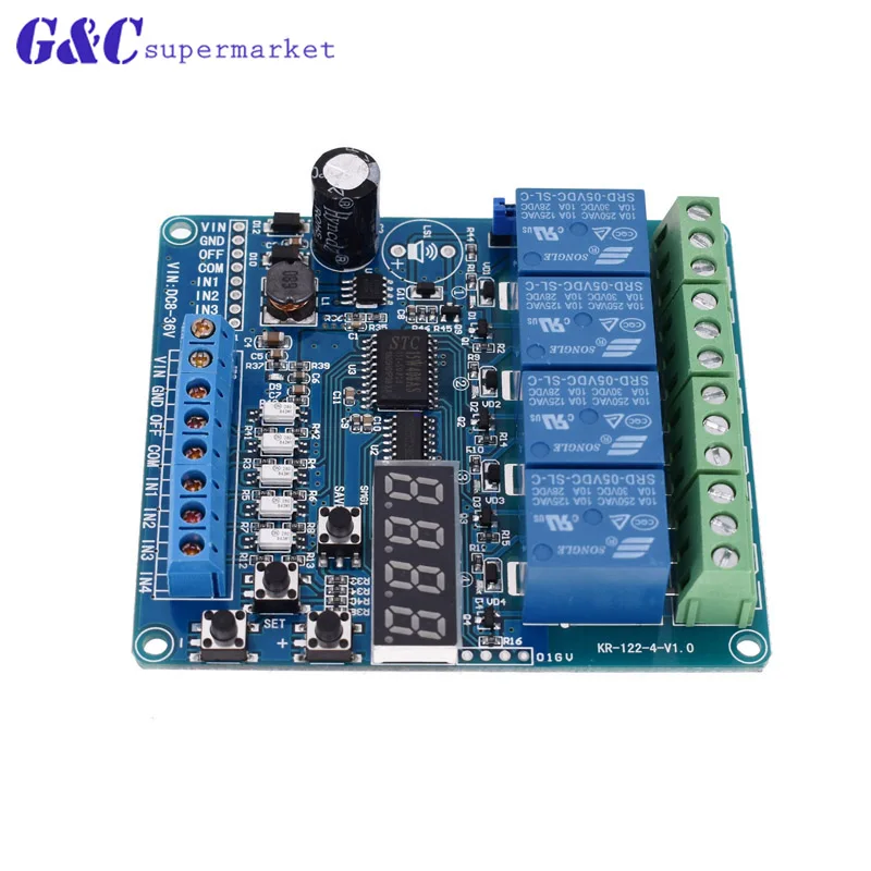 4-channel 8-36V Multifunction Time Delay Relay Interface Board Module Optocoupler LED
4-channel 8-36V Multifunction Time Delay Relay Interface Board Module Optocoupler LED