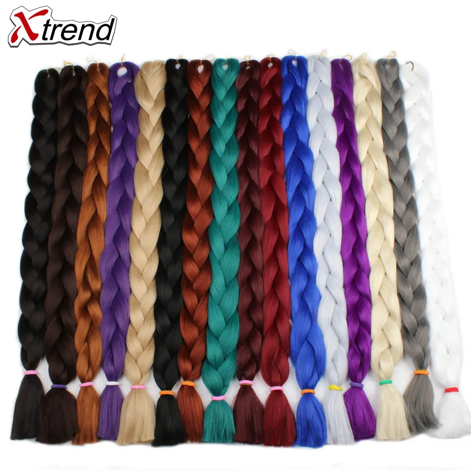

Xtrend Synthetic Braiding Hair Extensions 82inch 165g/Pack Long Jumbo Braids Crochet Hair Bulk Purple Pink Gray Blue Pure Color