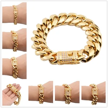 8/10/12/14/16/18MM Popular 316L Stainless Steel Gold Tone Mimal Cuban Curb Link Chain Men Women Rhinestone Bracelet Bangle 7-11"
8/10/12/14/16/18MM Popular 316L Stainless Steel Gold Tone Mimal Cuban Curb Link Chain Men Women Rhinestone Bracelet Bangle 7-11"