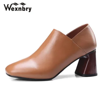 Wexnbry 2018 Fashion Spring Women Pumps genius leather round toe Ladies Single Shoes Square Heel Leather Thick Heels Shoes 
Wexnbry 2018 Fashion Spring Women Pumps genius leather round toe Ladies Single Shoes Square Heel Leather Thick Heels Shoes
