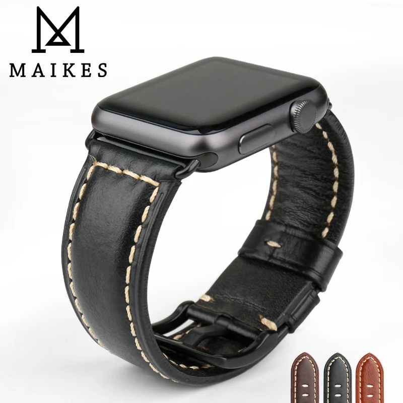 

MAIKES Watchband Leather Strap For Apple Watch Strap 42mm 38mm iWatch Watch Bracelet For Apple Watch Band 44mm 40mm Series 4 3 2