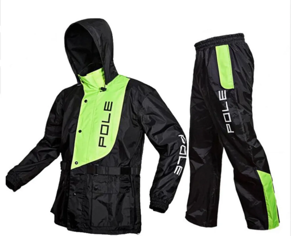 POLE Fashion Motorcycle rain coat jacket + pants Outdoor Sports Fishing Waterproof suits Raincoat Suit Raincoats thickened
POLE Fashion Motorcycle rain coat jacket + pants Outdoor Sports Fishing Waterproof suits Raincoat Suit Raincoats thickened