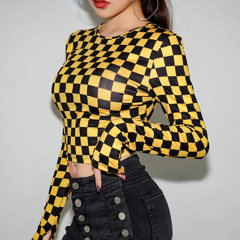 NORMOV Fashion Women Plaid Casual T-shirt Tops Skinny Short Streetwear Long Sleeve Yellow Checkboard O-neck Slim Tops
NORMOV Fashion Women Plaid Casual T-shirt Tops Skinny Short Streetwear Long Sleeve Yellow Checkboard O-neck Slim Tops