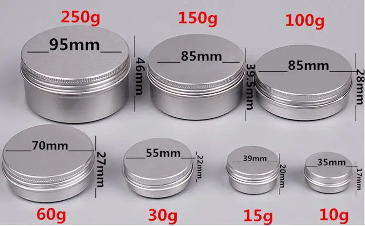 5 10 15 30 60 100 150 200 250 ml Empty Aluminium Cosmetic Containers Pot Lip Balm Jar Tin For Cream Ointment Hand Cream Packagin
5 10 15 30 60 100 150 200 250 ml Empty Aluminium Cosmetic Containers Pot Lip Balm Jar Tin For Cream Ointment Hand Cream Packagin