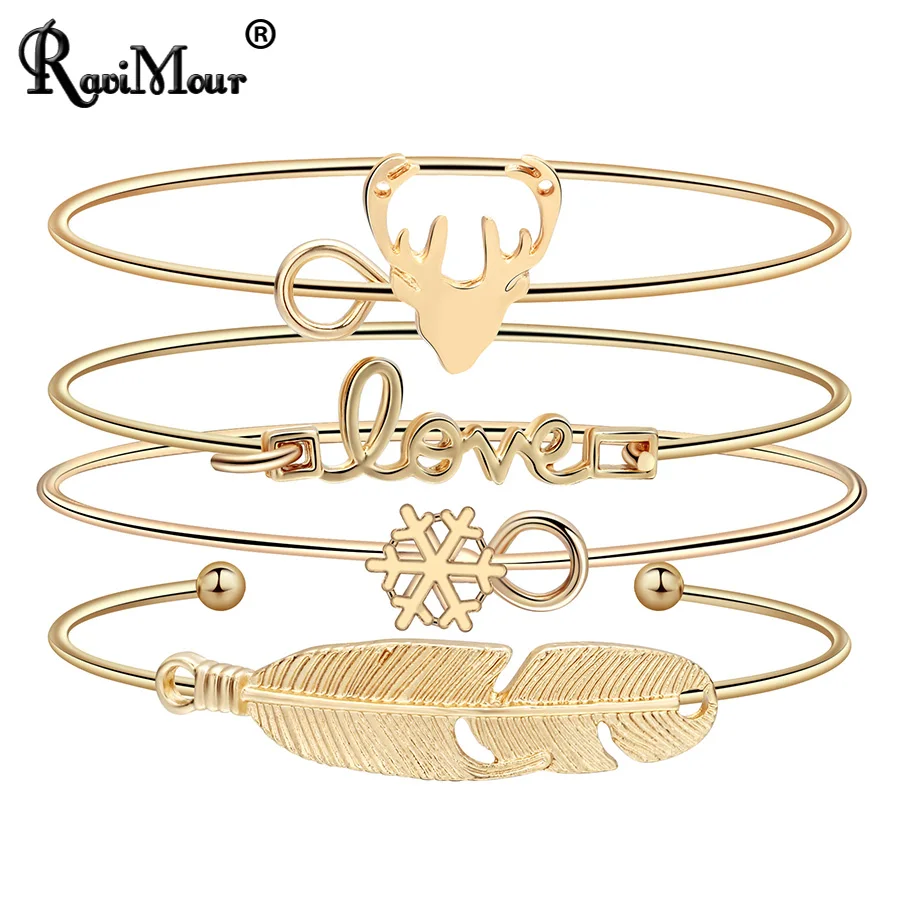 RAVIMOUR Punk Cuff Bracelets for Women 4PC Big Leaf Snowflake Love Bangles Set Gold Color Jewelry Fashion Charms Cheristmas Gift
RAVIMOUR Punk Cuff Bracelets for Women 4PC Big Leaf Snowflake Love Bangles Set Gold Color Jewelry Fashion Charms Cheristmas Gift