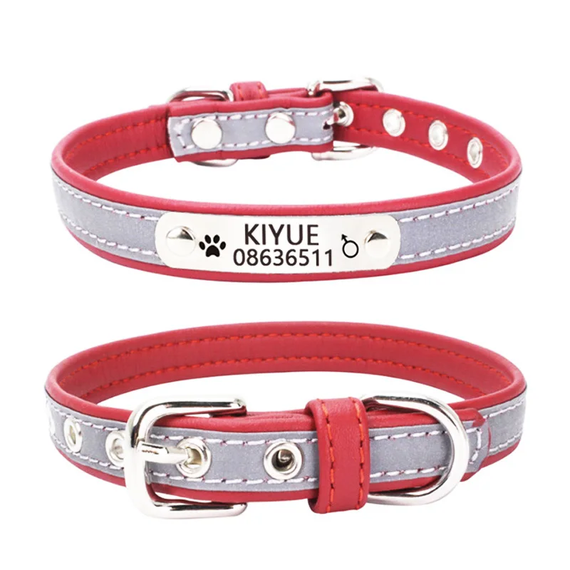 Reflective Leather Personalized Engraved Dog Collar Custom Pet ID Tags Tag Puppy Cat Pet Collars ID Tag For Small Medium Dogs
Reflective Leather Personalized Engraved Dog Collar Custom Pet ID Tags Tag Puppy Cat Pet Collars ID Tag For Small Medium Dogs