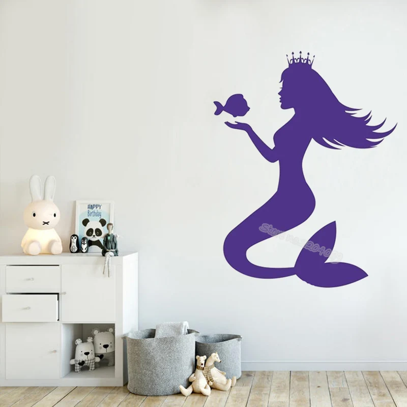 Princess Mermaid with small fish Silhouette Wall Stickers Home Decor Kids Baby Room Nursery Self-adhesive Vinyl Art Murals EA102
Princess Mermaid with small fish Silhouette Wall Stickers Home Decor Kids Baby Room Nursery Self-adhesive Vinyl Art Murals EA102