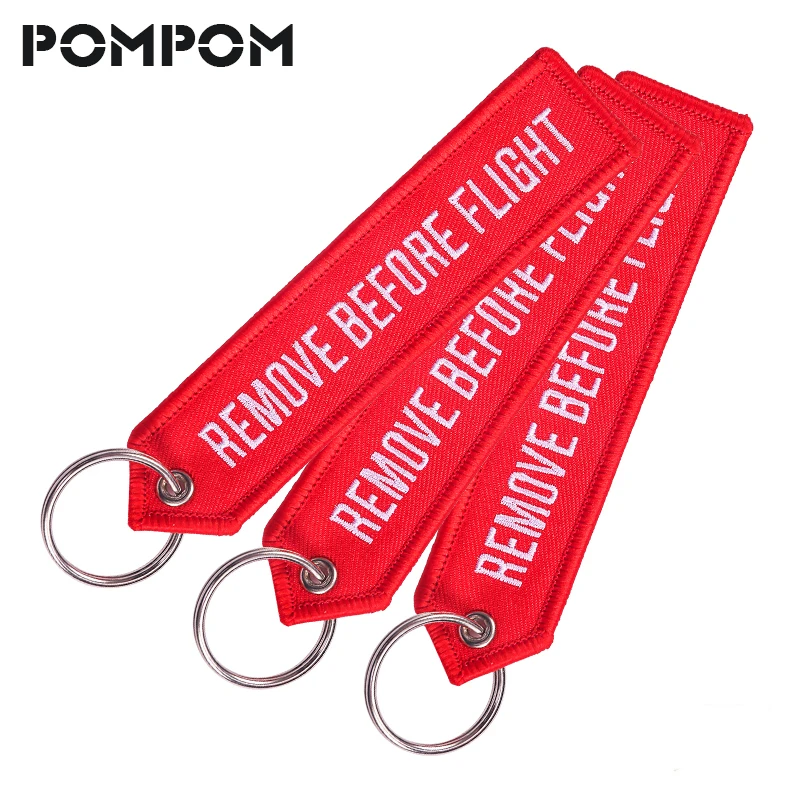 POMPOM 3 PCS/LOT Remove Before Flight Key Fobs Chains OEM Keychains Aviation Gifts Red Embroidery Highlight Keyring Chaveiro
POMPOM 3 PCS/LOT Remove Before Flight Key Fobs Chains OEM Keychains Aviation Gifts Red Embroidery Highlight Keyring Chaveiro